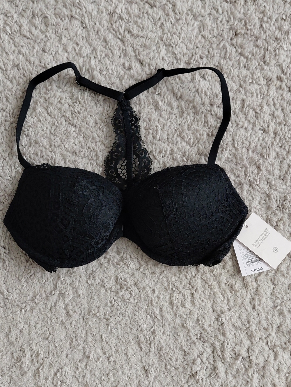 Auden Black Lace Racerback Push-Up Bra